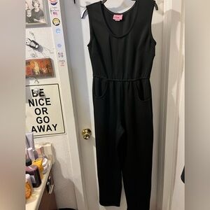 Vixen- size XL- black Cosy Collection jumpsuit w/ self belt. Pockets. EUC.